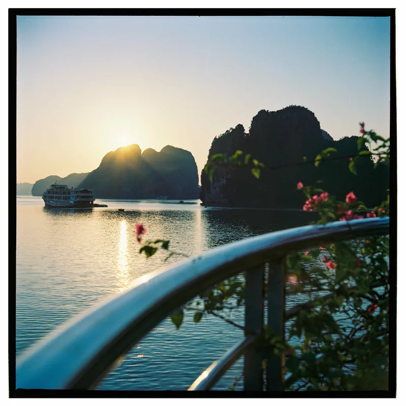 Ha Long Bay Sunrise shot on Kodak Portra 400 with a Yashica D, developed at theFINDlab, by Jason Haywood