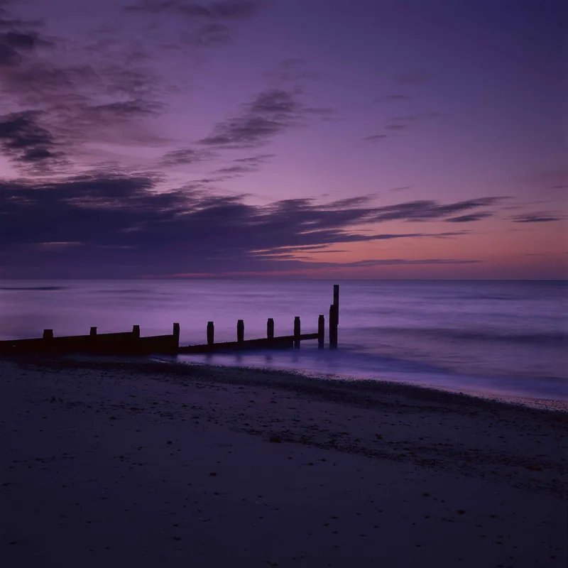 Dawn, Southwold shot on Fujifilm Velvia 50 with a Zenza Bronica S2, developed at Jack’s Lab, by William