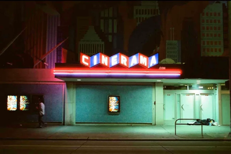 Cinerama shot on Cinestill 800T with a Olympus OM-10, developed at The DarkRoom, by Jake Heisler