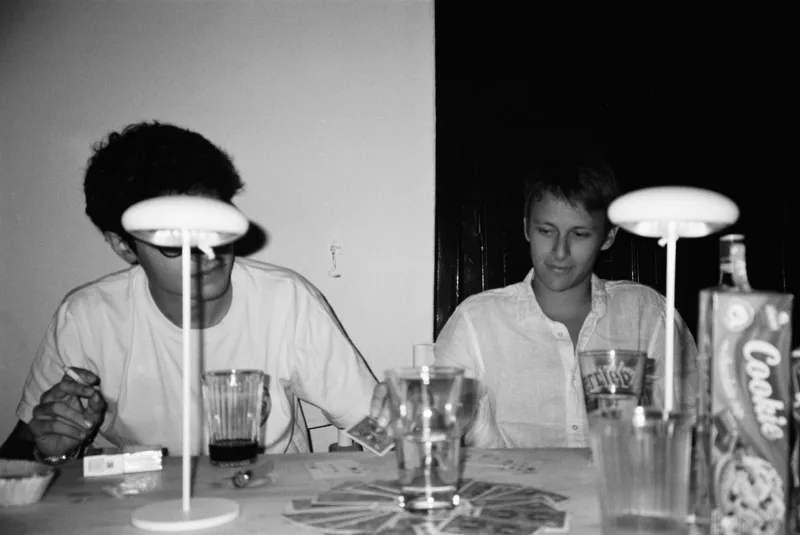 Marc and Paul in Spetses • 2022 shot on Fujifilm Neopan Acros 100 II with a Pentax Espio 738G, by Emma