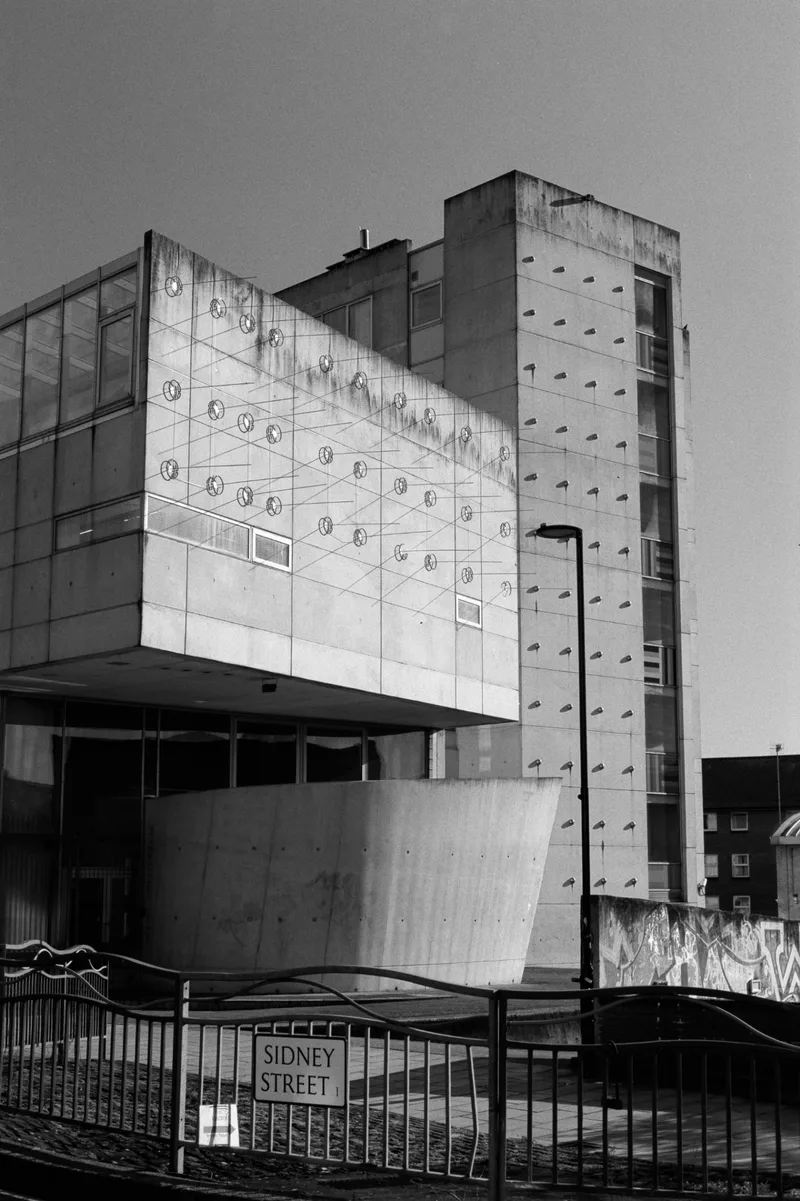 Sidney Street Brutalism shot on Kodak T-Max 100 with a Nikon F90X, developed at Home / Self-Developed, by ant