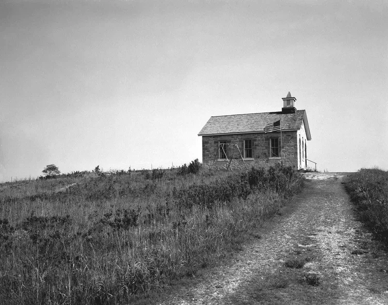 Tall Grass Prairie School House shot on Ilford FP4 Plus 125 with a Graphlex CrownGraphic, developed at Home / Self-Developed, by Bryan
