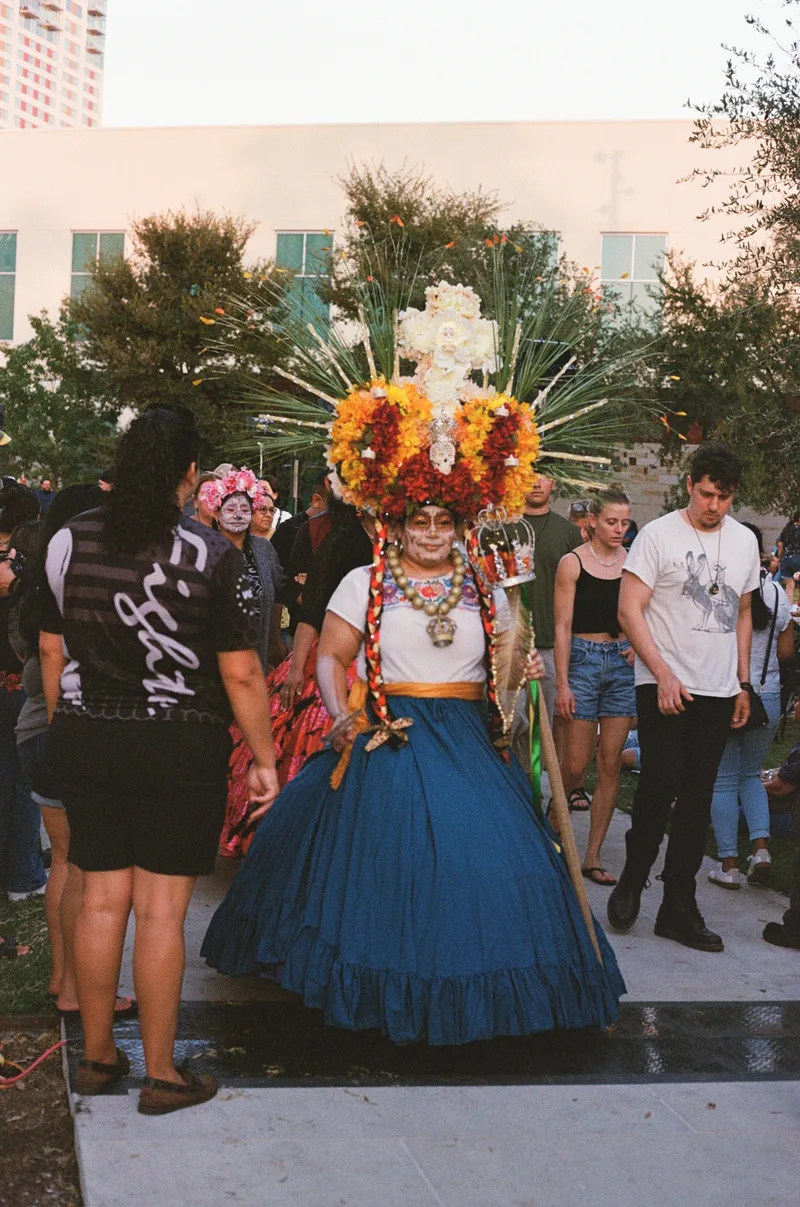 day of the dead pagentry shot on Cinestill 400D with a Canon Canonet G-III QL17, developed at San Marcos Film Lab, by HB/FRANKENPAN