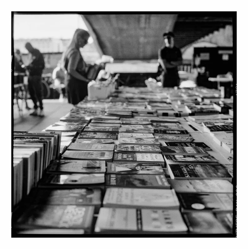Books for Sale shot on Kentmere Kentmere 200 with a Rolleiflex 3.5F, developed at Home / Self-Developed, by Stuart Leeds