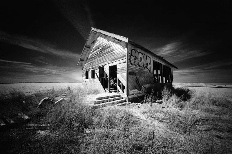 Schoolhouse ruins shot on Rollei Infrared 400 with a Leica M6, developed at Home / Self-Developed, by Mrinabh