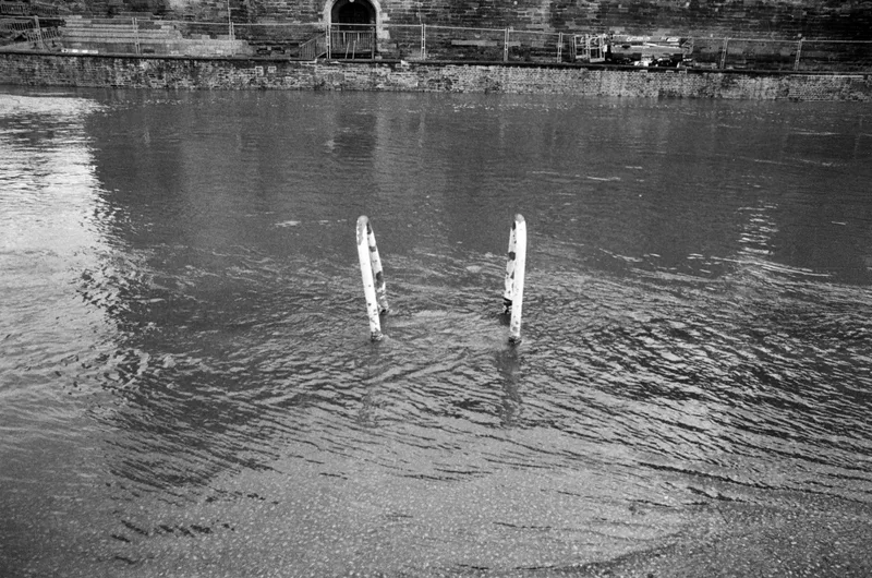 A Flooded handrail shot on Foma Fomapan 400 Action with a Miranda MS-3, developed at Home / Self-Developed, by Meengamer