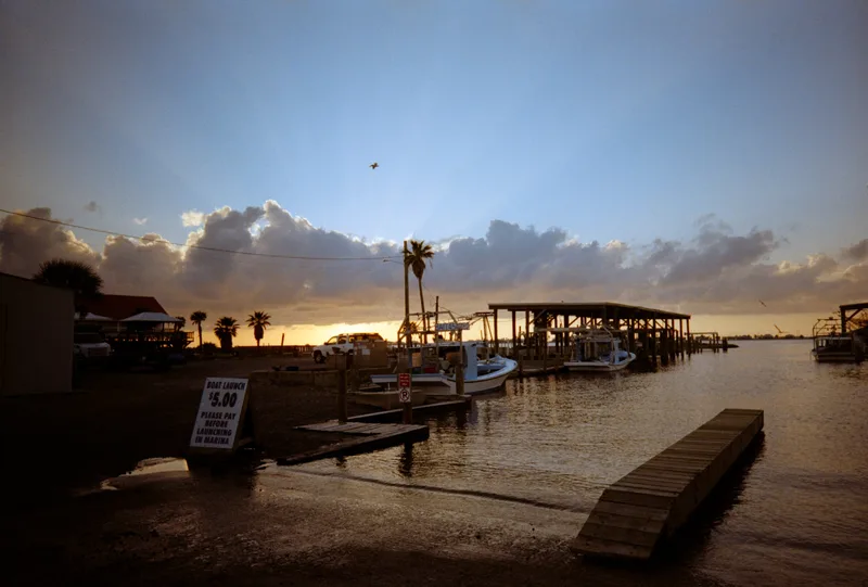 Marina At Sunset - Grand Isle, Louisiana shot on Kodak Gold 200 with a Kodak Snapic A1, developed at Home / Self-Developed, by Will AB