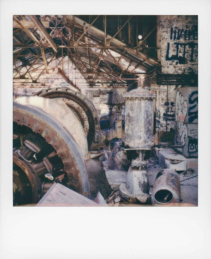 Abandoned Hydropower Plant shot on Polaroid 600 with a Polaroid SX-70 Alpha 1, by Jeremy Kruse