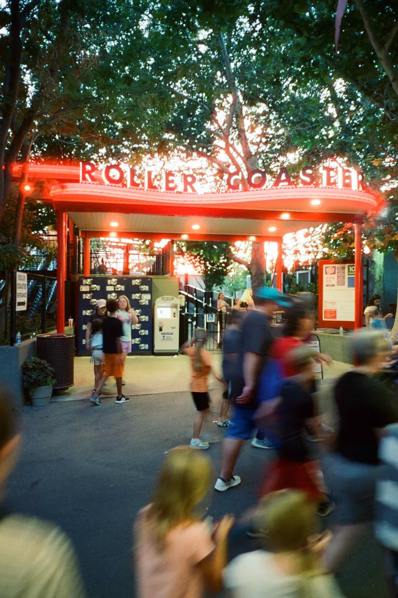 “Roller coaster” shot on Cinestill 800T with a Fujifilm Klasse W, developed at theFINDlab, by Tyler Cahoon  retrofilmproject
