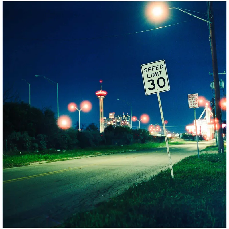 Follow the signs shot on Cinestill 800T with a Hasselblad 500C/M, developed at NYC Film lab, by Fershootsfilm