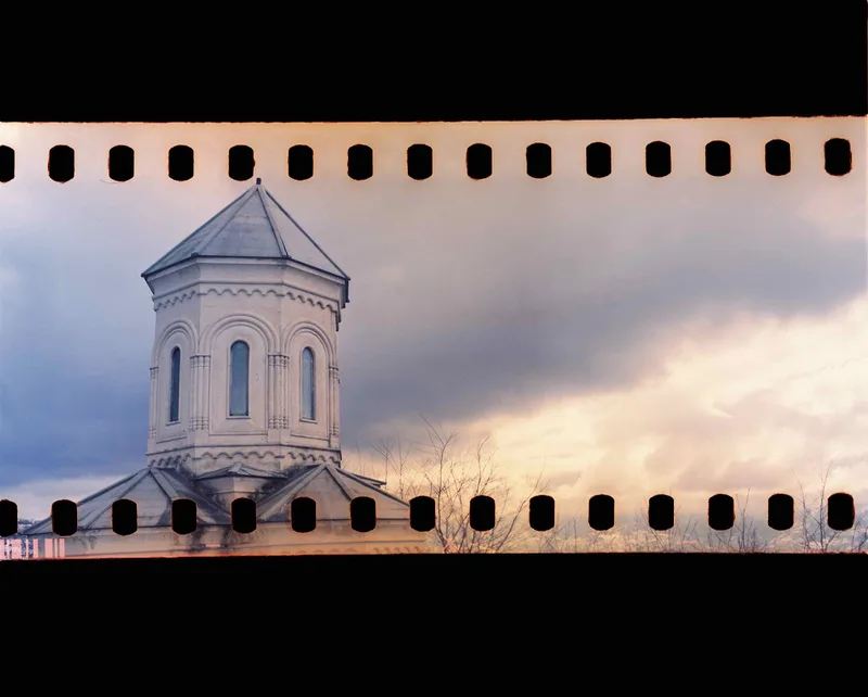 Georgian church shot on Kodak Vision 3 250D with a Fuji GSW690, by Pétrovich
