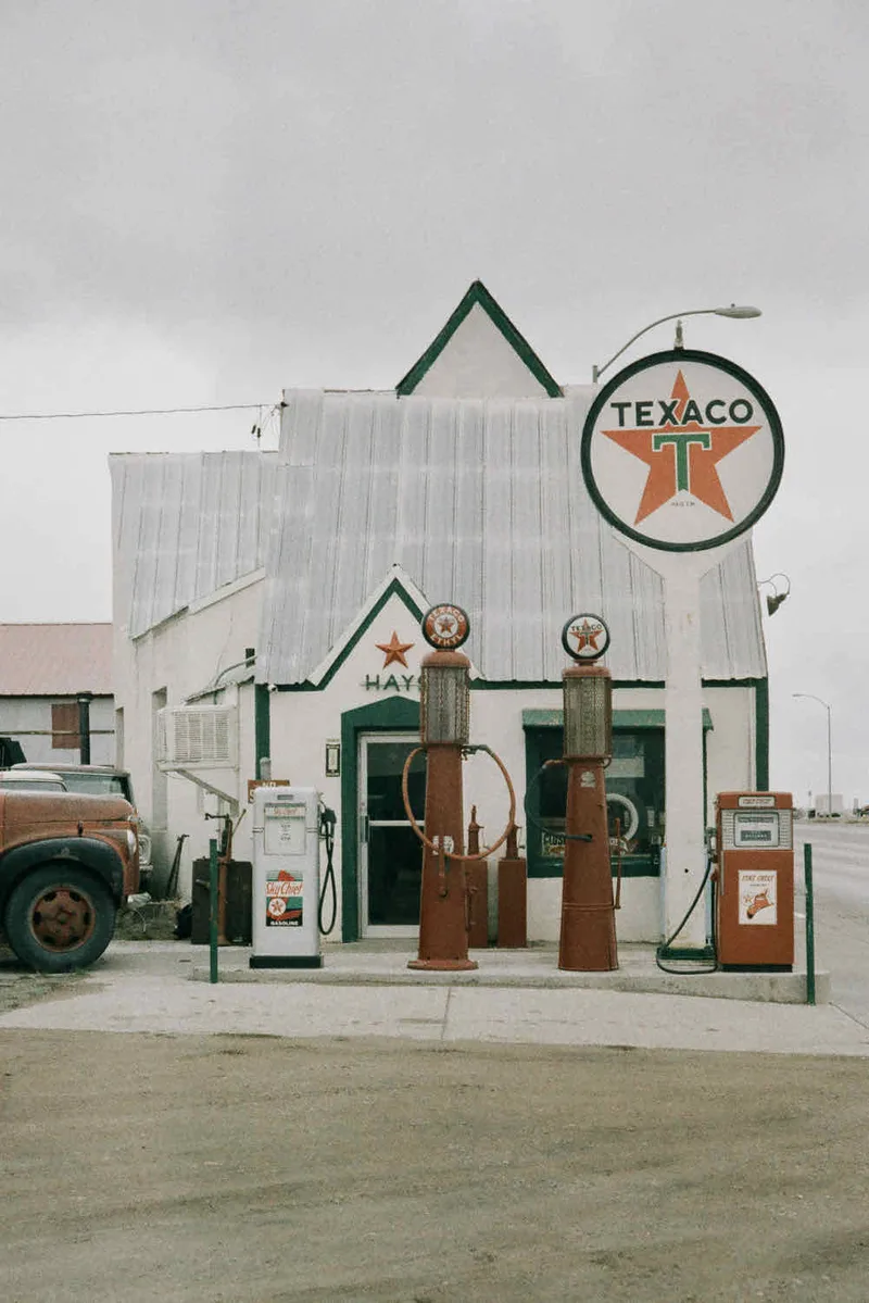 Hays Texaco shot on Orwo Wolfen NC500 with a Yashica Electro 35, by Jeremy Allen Wieczorek