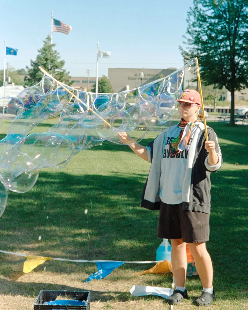 Bubble Lady shot on Kodak Vision3 200T with a Nikon F2, developed at Home / Self-Developed, by Scott Zempel
