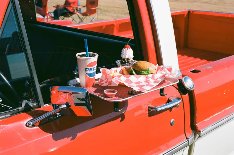 Red Truck. shot on Kodak Ektar 100 with a Nikon F3, developed at Apertures Photo, by Grant Beirute