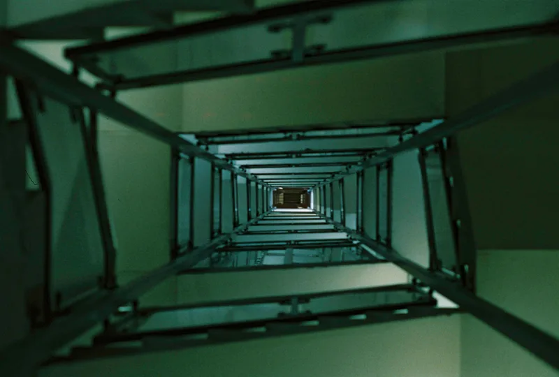 Only way is up shot on Cinestill 800T with a Minolta X-370S, developed at Foto Verweij, by Sander