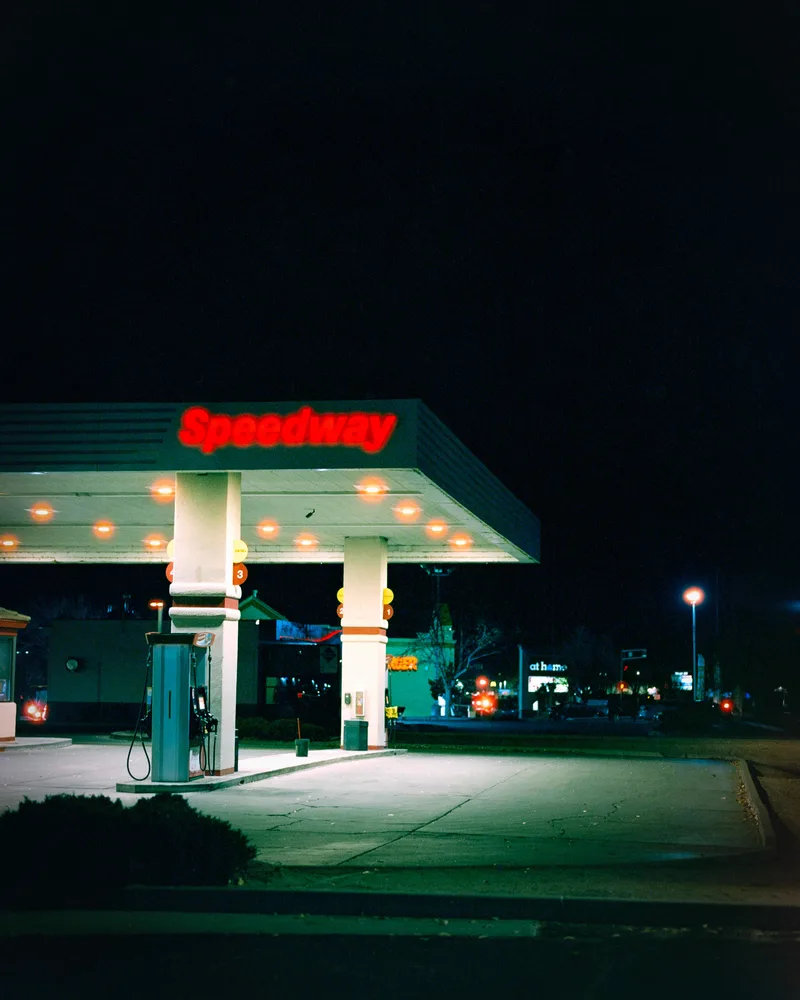 Speedway shot on Cinestill 800T with a Mamiya RB67 Pro S, developed at Picture Perfect Photo Lab