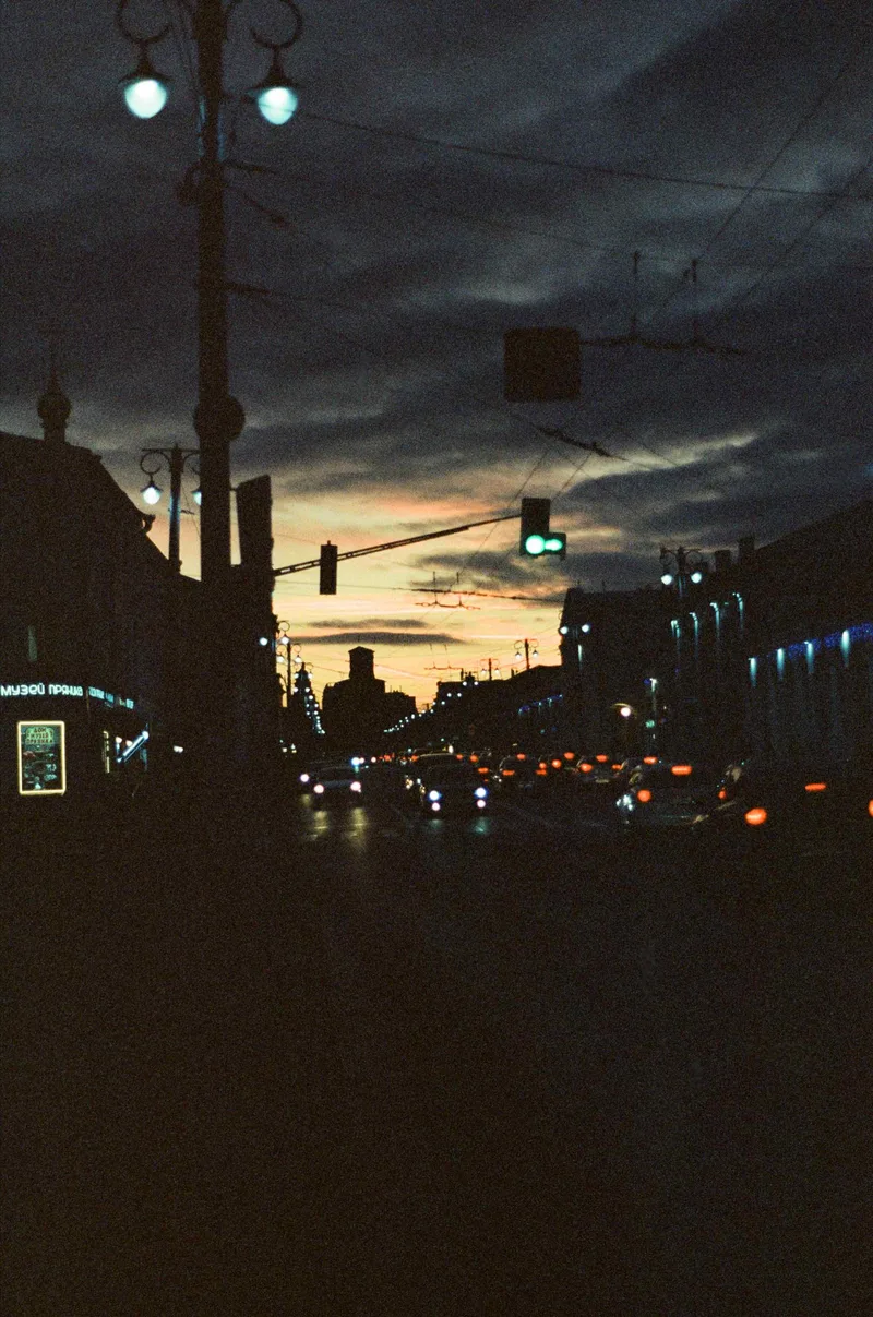 Golden Gate in Vladimir at night shot on Kodak Vision 3 500T with a Nikon F90, by Dmitriy