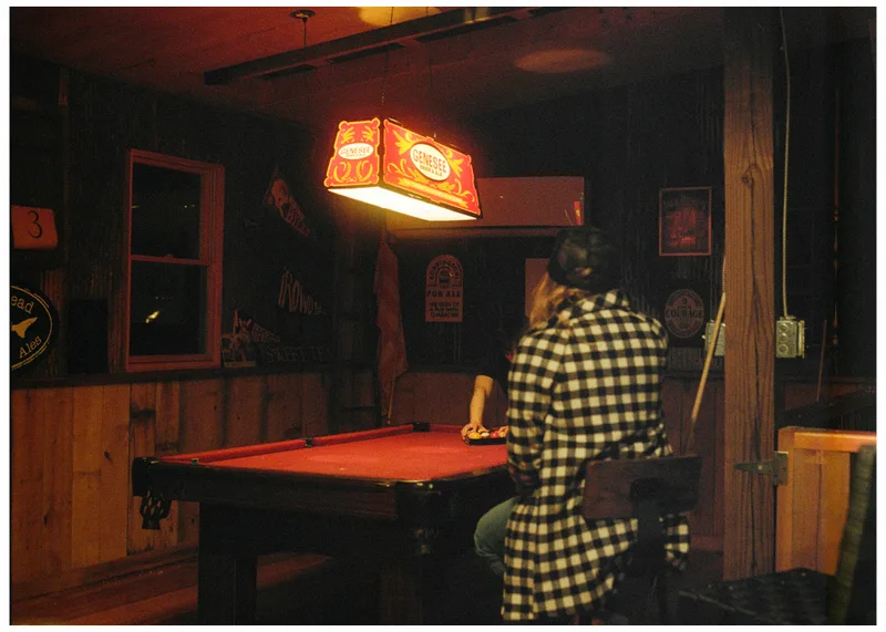 Playing Pool shot on Fujifilm Superia Premium 400 with a Contax G1, developed at Nelson Photo Supplies, by Leland