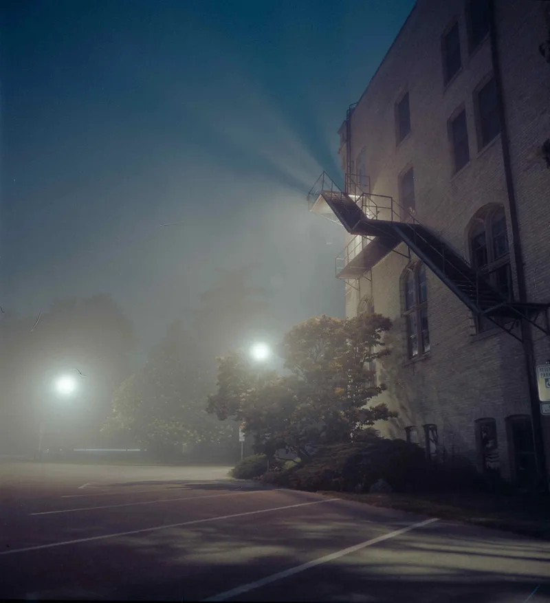 Kemper Center in Night Fog 1 shot on Lomography CN 800 with a Hasselblad 503CX, developed at Home / Self-Developed, by Scott Zempel