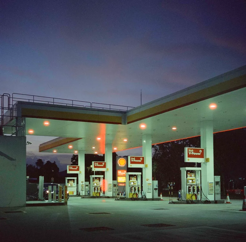blue hour shot on Cinestill 800T with a Yashica D, developed at Dotwell Photo, by Prima Chan