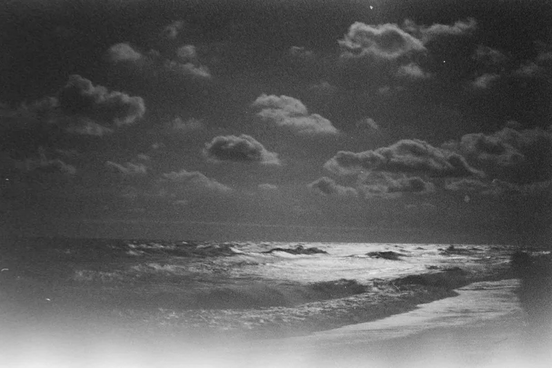 Moonlit beach shot on Ilford Delta 3200 with a Minolta X-570, developed at Home / Self-Developed, by Chase Sisler