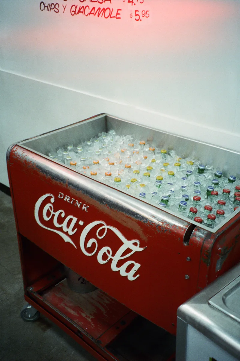Drink Coca Cola shot on Cinestill 800T with a Canon Sure Shot 70, developed at FilmDev, by Rich