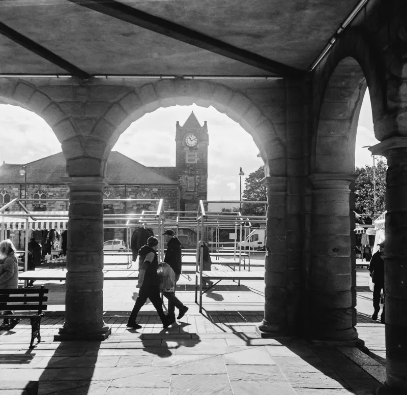 The Market Square - South Shields, UK. shot on Ilford HP5 Plus 400 with a KMZ Iskra, developed at Home / Self-Developed, by Mark Beadle