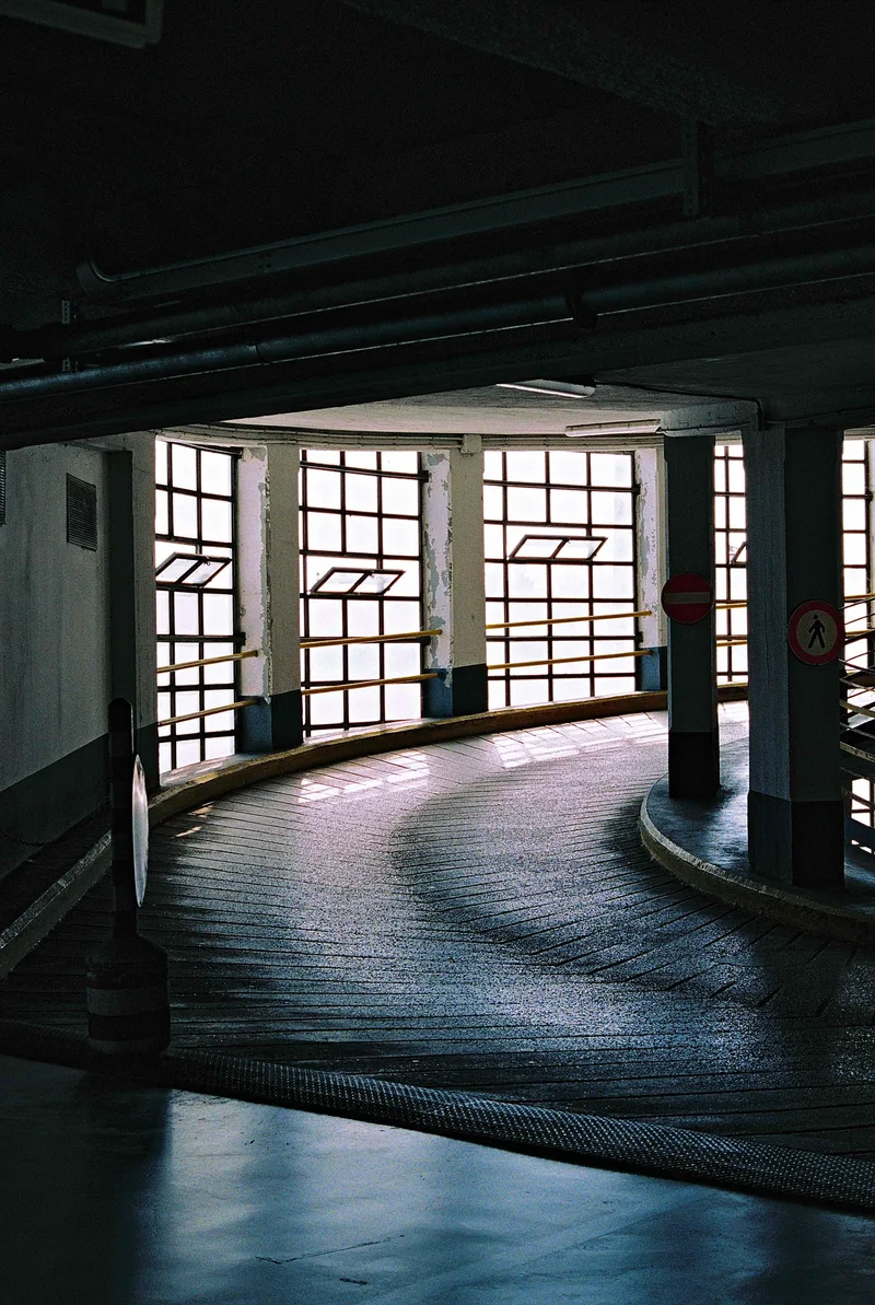 Parking Garage shot on Fujifilm FujiColor 100 with a Nikon F2, developed at MeinFilmLab, by Gianluca Wille