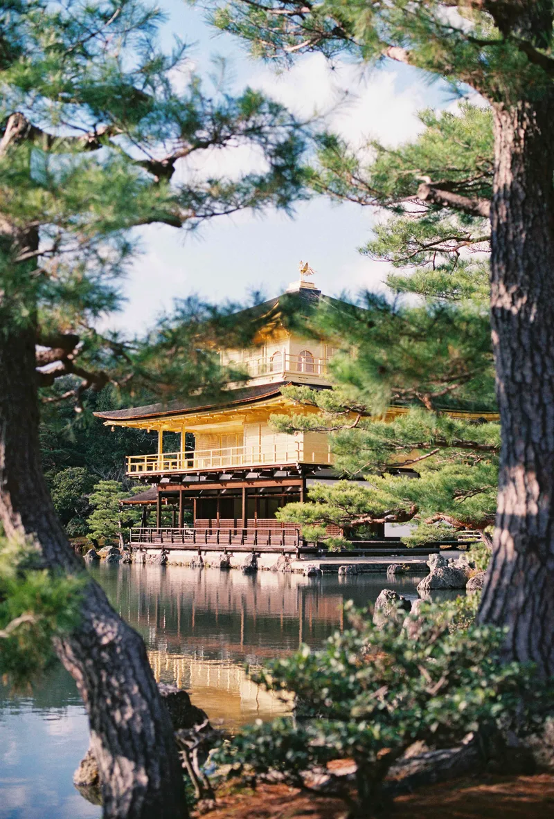 Kinkakuji temple shot on Kodak Portra 400 with a Nikon F3 HP, developed at Last Good Film Lab, by Drake