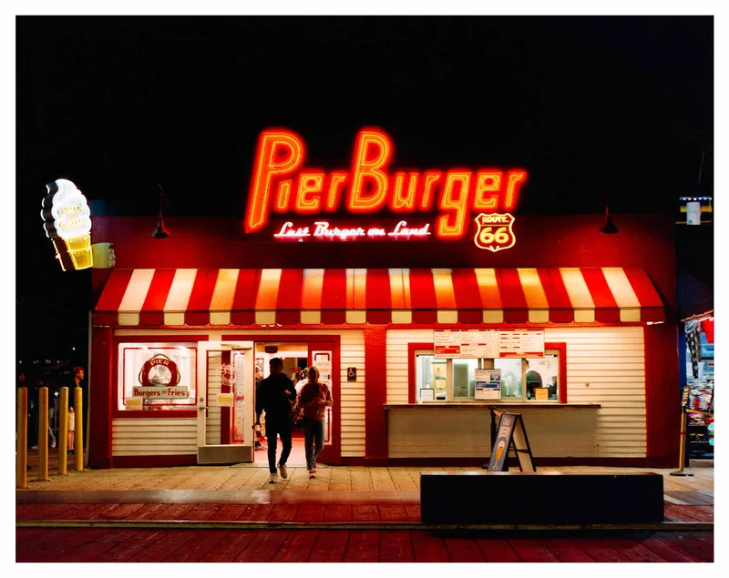 PierBurger shot on Cinestill 800T with a Pentax 67, developed at Memphis Film Lab, by Steven Cano Amaya