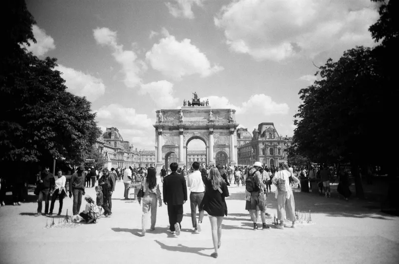 Tuileries, Paris shot on Ilford FP4 Plus 125 with a Reto Ultra Wide & Slim, developed at Dominion Camera, by Lucy Mueller