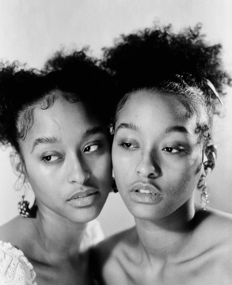 The twins shot on Ilford XP2 Super 400 with a Mamiya RB67 Pro S, developed at Delaware Camera, by DJ Carr
