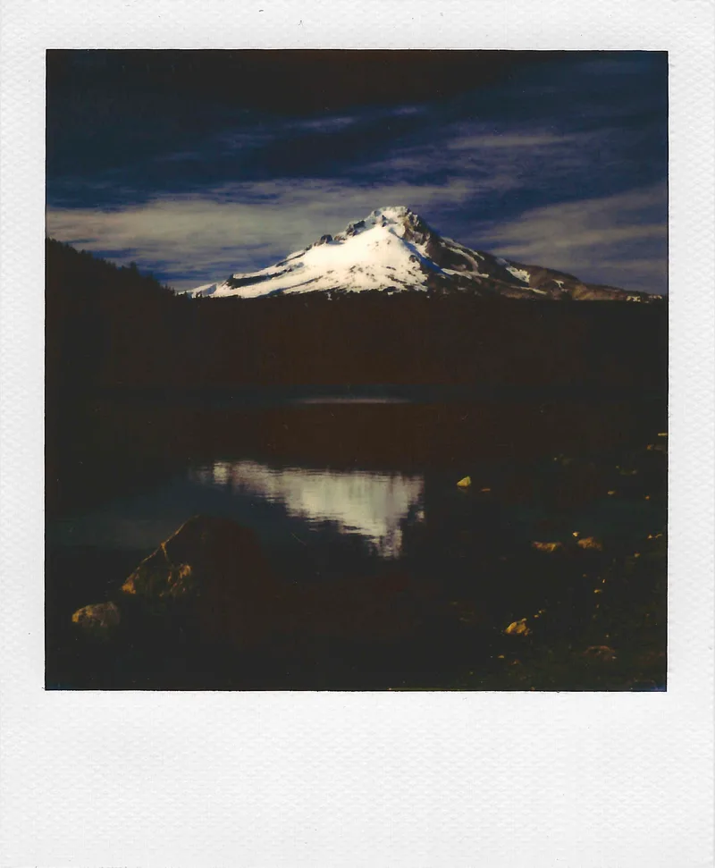 Mt. Hood @ Trillium Lake shot on Polaroid 600 with a Polaroid SLR 680, by Jeremy Kruse
