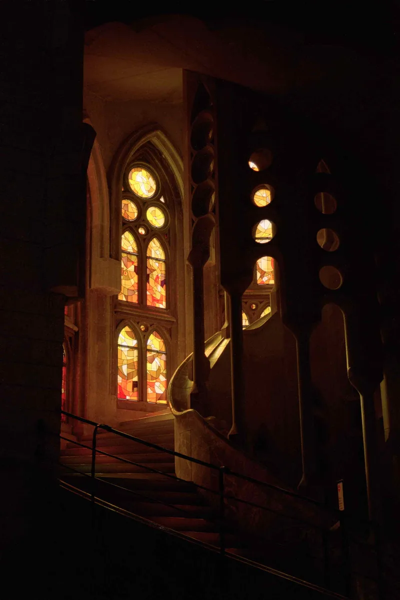 Stained glass shot on Kodak Portra 160 with a Minolta Maxxum 7000, by Evan Land