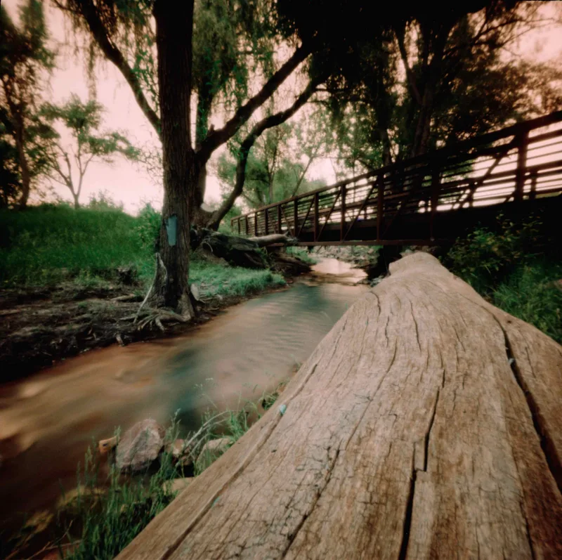 Bridge to Somewhere shot on Lomography LomoChrome Turquoise 100 with a Zero Image 2000, developed at Denver Digital Imaging Center, by Jesse