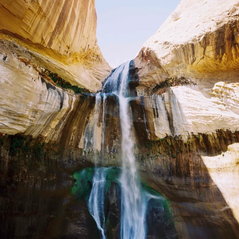 Lower Calf Creek Falls shot on Kodak Ektar 100 with a Yashica Mat 124G, developed at Film Cult, by Robert Sagers