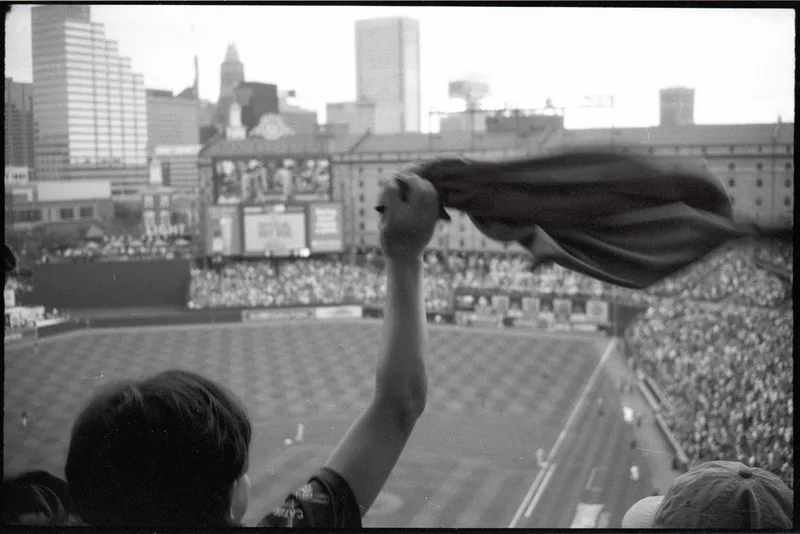 Baltimore cheer shot on Ilford HP5 Plus 400 with a Ricoh 500GX, developed at Home / Self-Developed, by Lucy Mueller