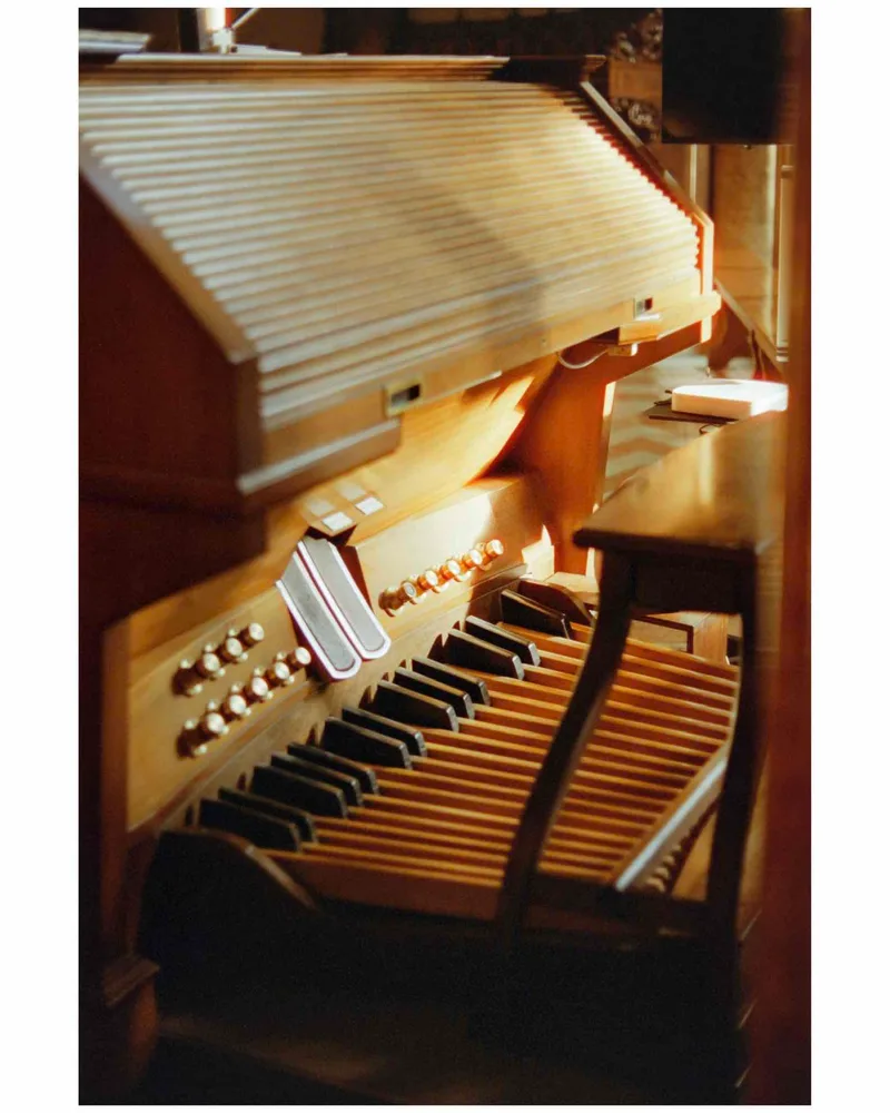 Church organ shot on Cinestill 400D with a Nikon F2, developed at Fotostudio 2000, by Leonardo
