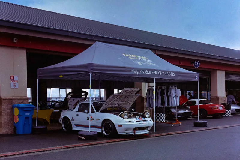 Gutentight Martini Miata shot on Lomography CN 400 with a Fujica SuperSix, developed at Tacoma Photo Center, by Retrograde Visions