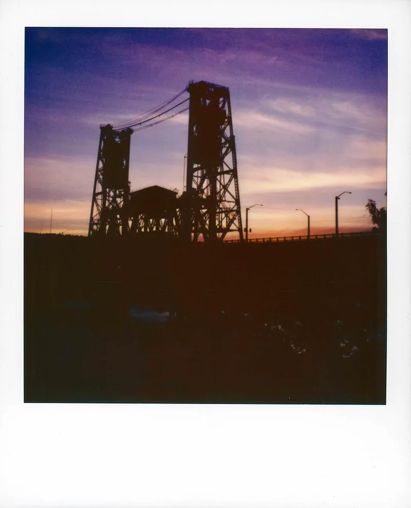 Steel Bridge shot on Polaroid 600 with a Polaroid SLR 680, by Jeremy Kruse