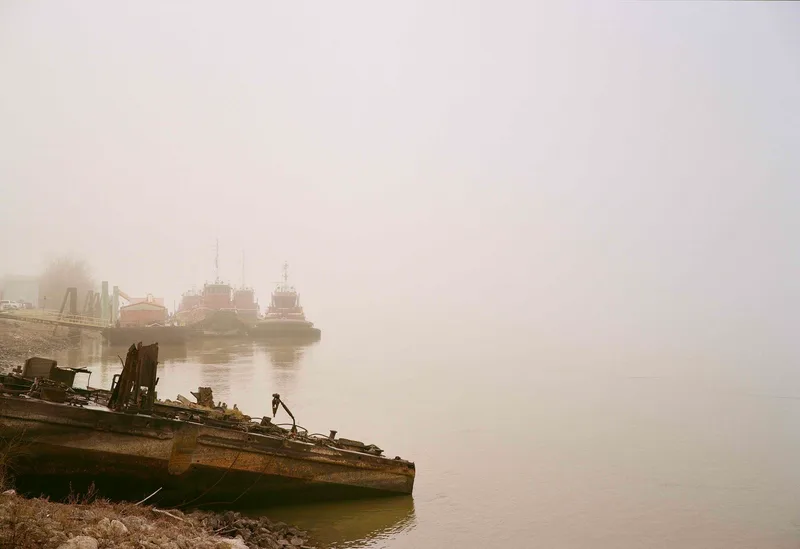 Foggy morning on the Mississippi shot on Kodak Gold 200 with a Fuji GW690, developed at Taylor House Studios, by Ray