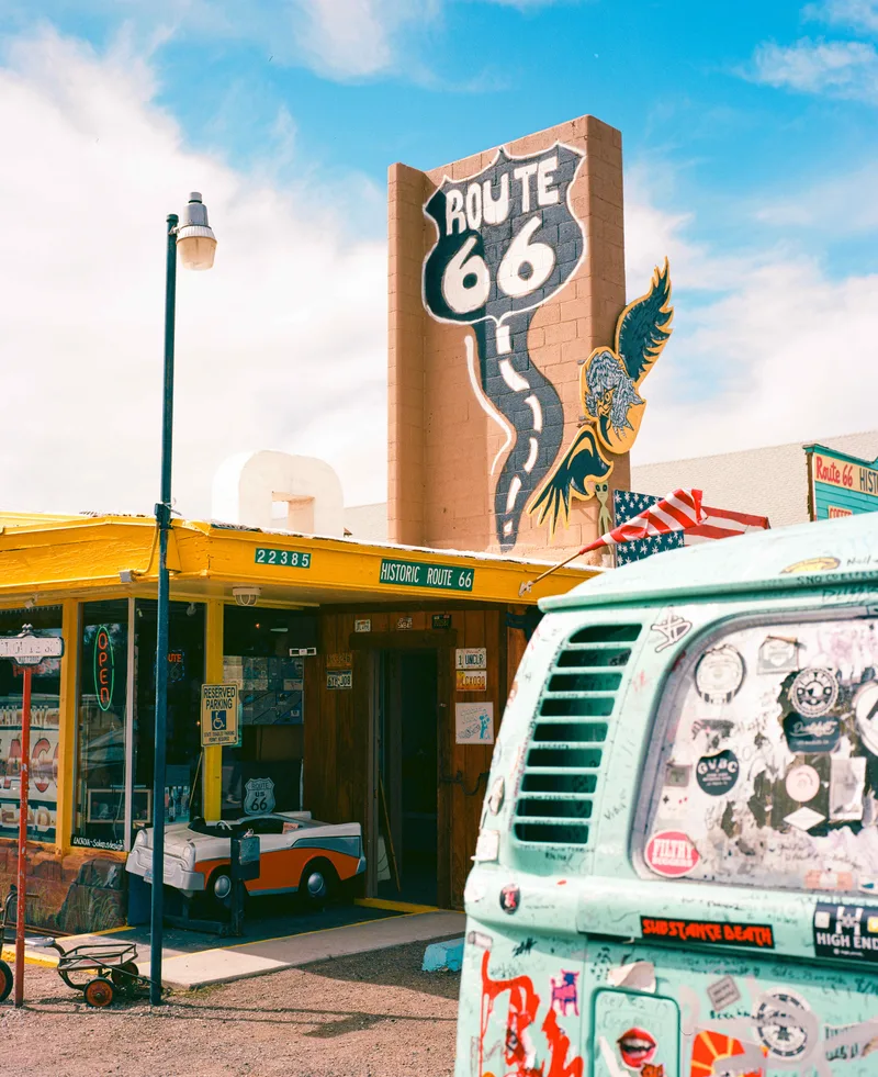 Route 66 shot on Kodak Ektar 100 with a Mamiya 7, developed at Wilson Camera, by Dino Jagger III