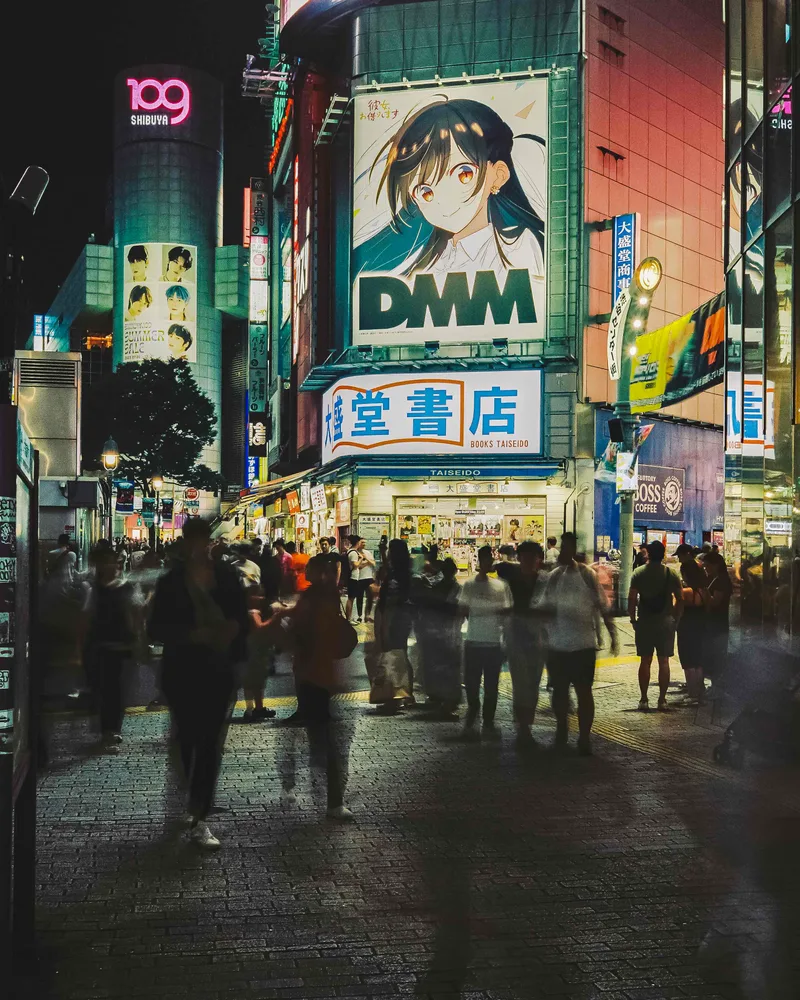 Shibuya @ Nite shot on Lomography CN 800 with a Fuji GS645S, developed at Bic Camera Shinjuku, by Nicholas Smith