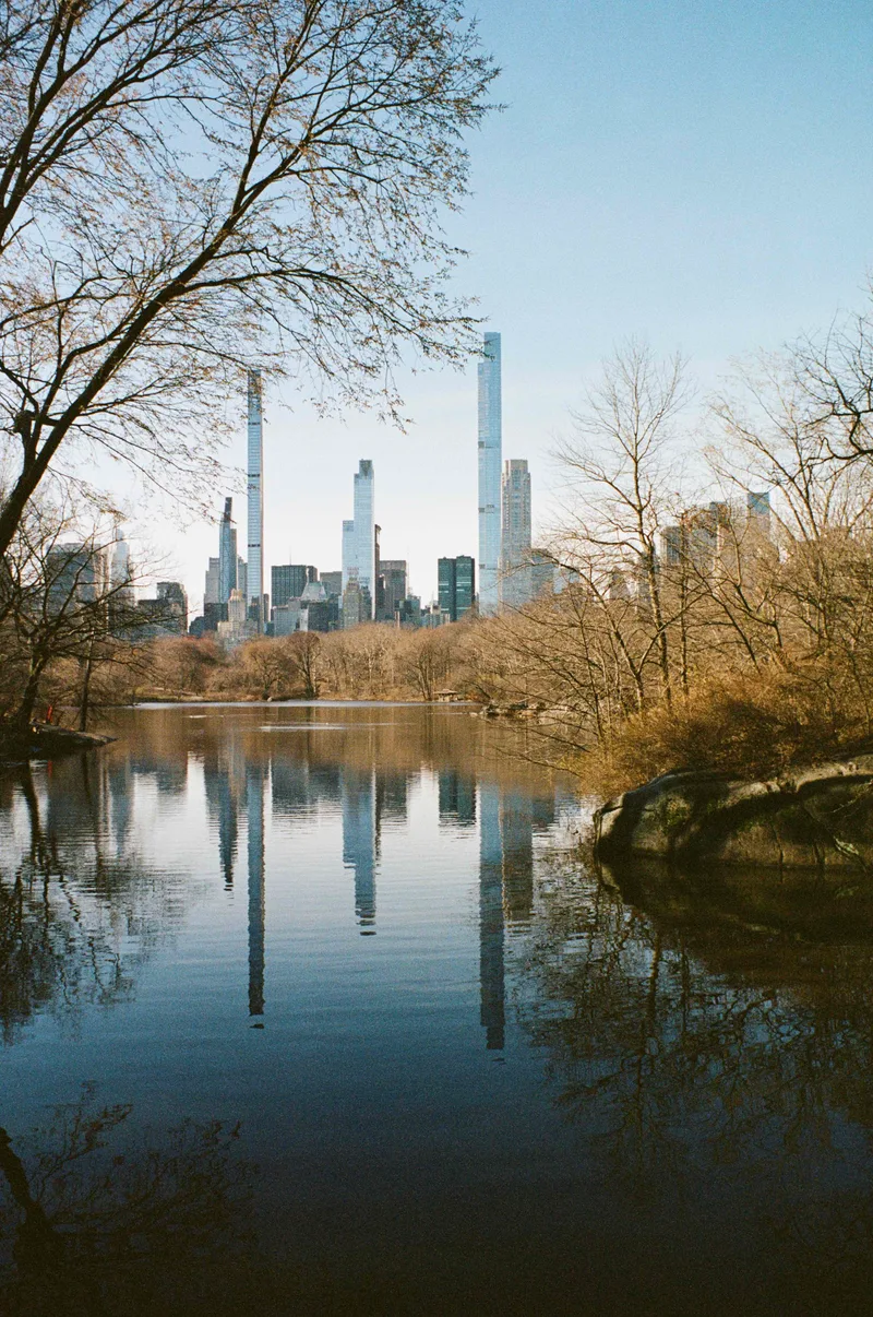 Reflecting NYC shot on Kodak Portra 400 with a Praktica MTL3, developed at Bay Photo Lab, by DockFilm