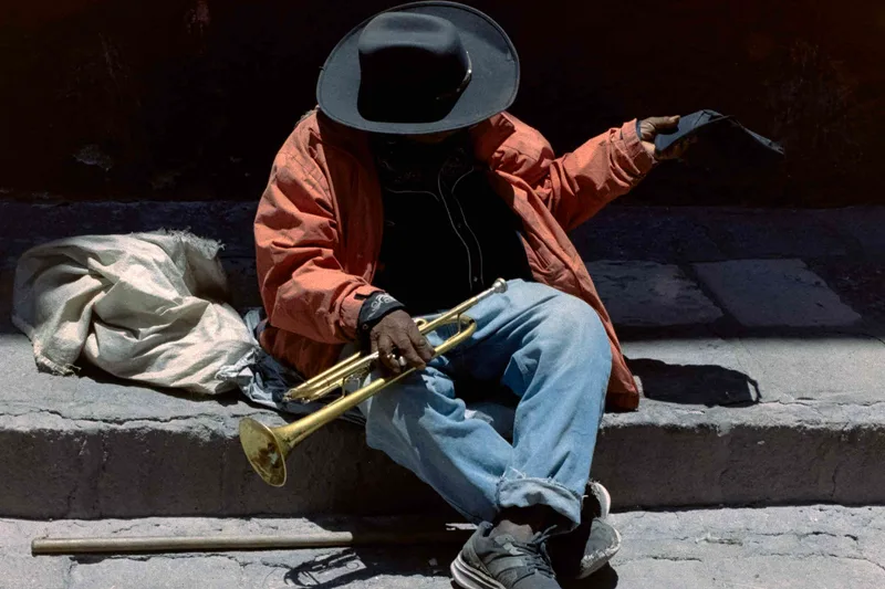 Trumpet Player San Miguel shot on Kodak Portra 160 with a Canon AL-1, by Will Ryan