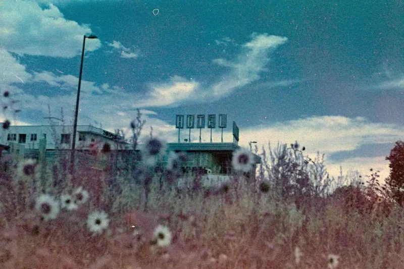 hotel shot on Kodak Ektachrome Infrared EIR with a Praktica MTL3, by mjbovee