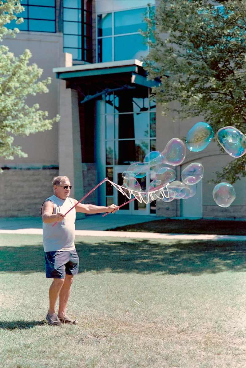 Bubble guy shot on Fujifilm Eterna Vivid 160T with a Nikon F2, developed at Home / Self-Developed, by Scott Zempel