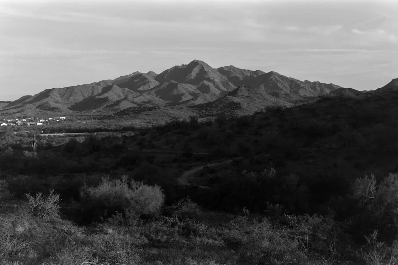 Estrella Mountain Regional Park shot on Ilford Delta 100 with a Minolta X-700, developed at Dodd Camera, by Dylan Buell