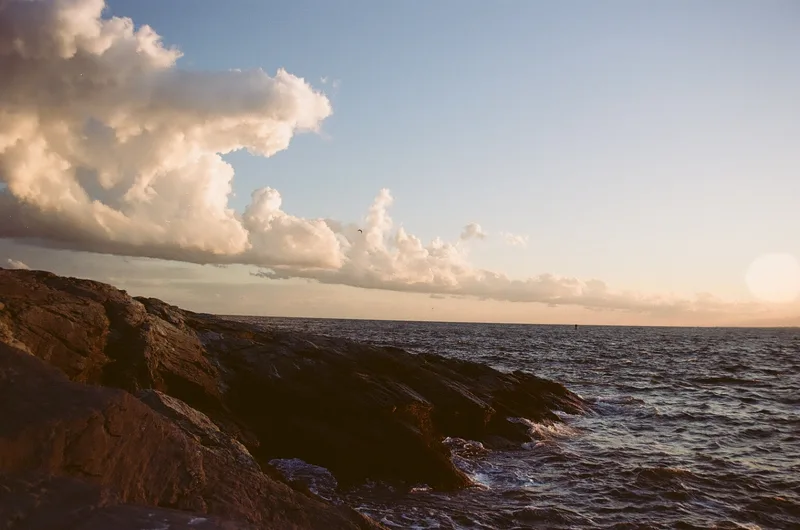 Sunset over Narragansett Bay shot on Kodak Portra 160 with a Canon Elan 7E, developed at The DarkRoom, by Tay