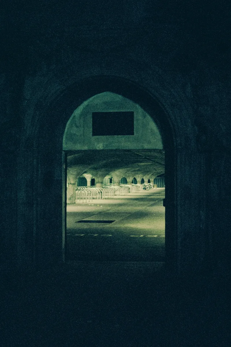 i stood in the dark and looked through at the empty racks and the arches beyond and thought about all the places that exist at night just like this, waiting for a morning they've seen a hundred times before. shot on Kodak Vision3 500T with a Pentax Spotmatic II, developed at Halide Express, by journey with goran